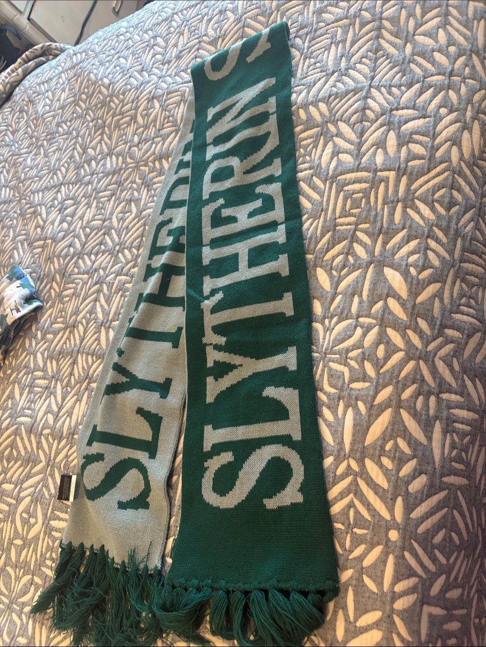 Harry Potter Green and Light Gray Slytherin Knit Scarf